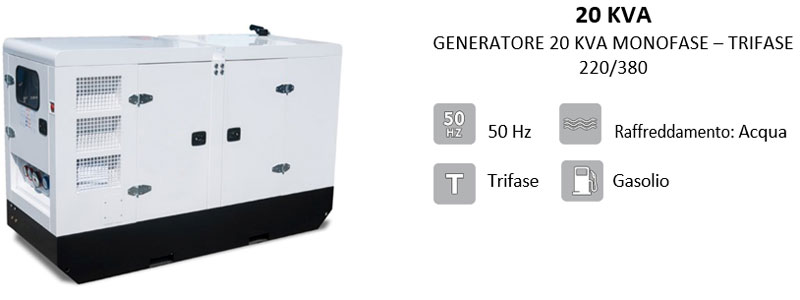 noleggio gruppo elettrogeno 20kva